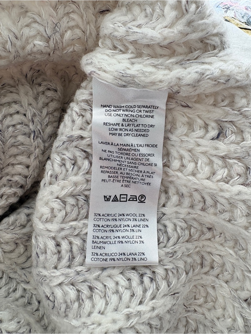 Anthropologie Pilcro Textured Tunic Sweater Cream cozy Wool Blend M - Picture 10 of 13